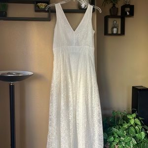 White lace long dress with straps
